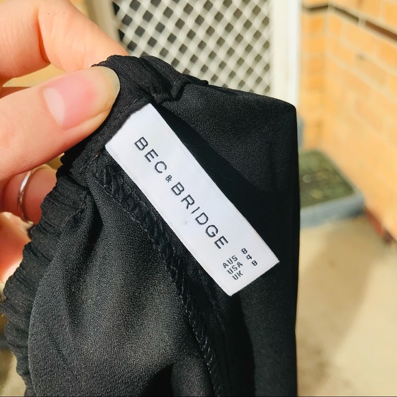 BEC & BRIDGE Black Sheer Cold Shoulder Top Silk Gold Stars Casual Dressy Size 8 - Picture 8 of 8